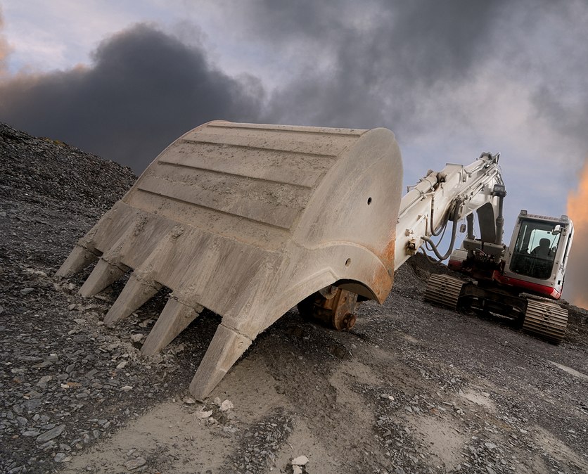 close up an excavator bucket