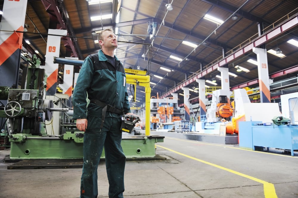 engineering people manufacturing industry with big modern computer machines