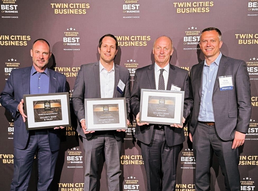Security Bank & Trust Co. team at the Twin Cities Business Best of Business awards